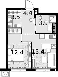 1-BD Apartment Sale, 37.6 sq. m. at Malevich, Otradnaya Street, 8, Moscow, Russia #3