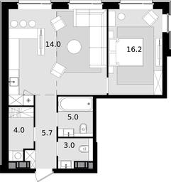 2-BD Apartment Sale, 64.8平方米 at Crystal, Generala Glagoleva Street, 16с1, Moscow, Russia #4