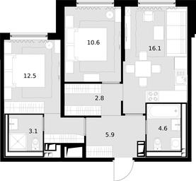 2-BD Apartment Sale, 61.5 sq. m. at Malevich, Otradnaya Street, 8, Moscow, Russia #3
