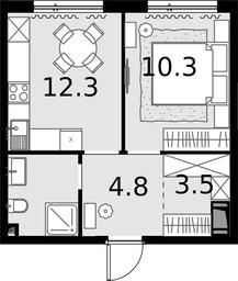 1-BD Apartment Sale, 34.4 sq. m. at Malevich, Otradnaya Street, 8, Moscow, Russia #4