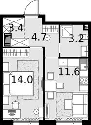 1-BD Apartment Sale, 36.9 sq. m. at Malevich, Otradnaya Street, 8, Moscow, Russia #4