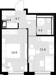 1-BD Apartment Sale, 36.9 sq. m. at Malevich, Otradnaya Street, 8, Moscow, Russia #2
