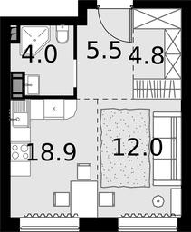 1-BD Apartment Sale, 45.2 sq. m. at Malevich, Otradnaya Street, 8, Moscow, Russia #3