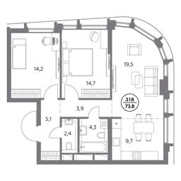 3-BD Apartment Sale, 73.8 sq. m. at Dom56, Fridrikha Engelsa Street, 56с1, Moscow, Russia #2