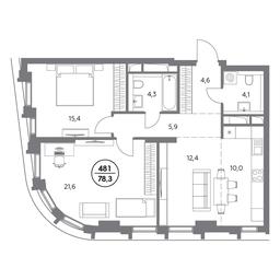 3-BD Apartment Sale, 78.3平方米 at Dom56, Fridrikha Engelsa Street, 56с1, Moscow, Russia #2 3-BD Apartment Sale, 78.3平方米 at Dom56, Fridrikha Engelsa Street, 56с1, Moscow, Russia #2