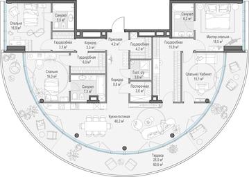 3-BD Apartment Sale, 193.4 sq. m. at Frunzenskaya naberezhnaya, Frunzenskaya Embankment, 30, Moscow, Russia #4