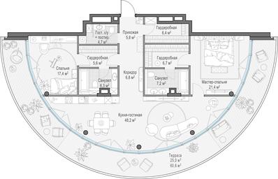 3-BD Apartment Sale, 143.9 sq. m. at Frunzenskaya naberezhnaya, Frunzenskaya Embankment, 30, Moscow, Russia #4