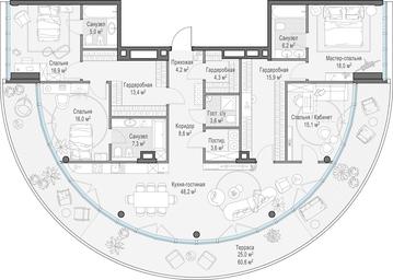 3-BD Apartment Sale, 193.7 sq. m. at Frunzenskaya naberezhnaya, Frunzenskaya Embankment, 30, Moscow, Russia #2