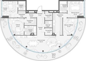 3-BD Apartment Sale, 193.7 sq. m. at Frunzenskaya naberezhnaya, Frunzenskaya Embankment, 30, Moscow, Russia #4