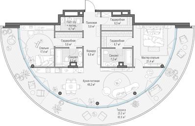 3-BD Apartment Sale, 144平方米 at Frunzenskaya naberezhnaya, Frunzenskaya Embankment, 30, Moscow, Russia #4