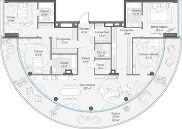 3-BD Apartment Sale, 193.5 sq. m. at Frunzenskaya naberezhnaya, Frunzenskaya Embankment, 30, Moscow, Russia #4