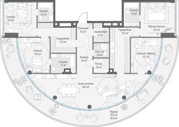 3-BD Apartment Sale, 193.5 sq. m. at Frunzenskaya naberezhnaya, Frunzenskaya Embankment, 30, Moscow, Russia #2