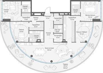3-BD Apartment Sale, 193.5 sq. m. at Frunzenskaya naberezhnaya, Frunzenskaya Embankment, 30, Moscow, Russia #3