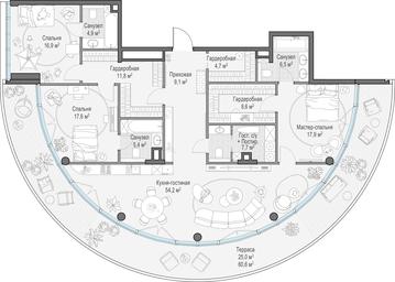 4-BD Apartment Sale, 172.5平方米 at Frunzenskaya naberezhnaya, Frunzenskaya Embankment, 30, Moscow, Russia #3 4-BD Apartment Sale, 172.5平方米 at Frunzenskaya naberezhnaya, Frunzenskaya Embankment, 30, Moscow, Russia #3
