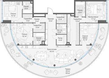 3-BD Apartment Sale, 194.4 sq. m. at Frunzenskaya naberezhnaya, Frunzenskaya Embankment, 30, Moscow, Russia #4