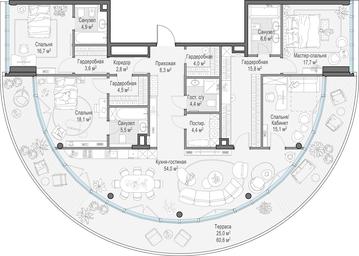 3-BD Apartment Sale, 194.2 sq. m. at Frunzenskaya naberezhnaya, Frunzenskaya Embankment, 30, Moscow, Russia #4