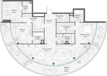 4-BD Apartment Sale, 172.7 sq. m. at Frunzenskaya naberezhnaya, Frunzenskaya Embankment, 30, Moscow, Russia #3