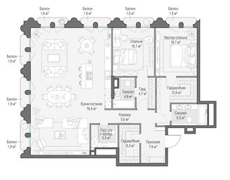 2-BD Apartment Sale, 161.6 sq. m. at Frunzenskaya naberezhnaya, Frunzenskaya Embankment, 30, Moscow, Russia #4