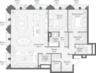 2-BD Apartment Sale, 161.6 sq. m. at Frunzenskaya naberezhnaya, Frunzenskaya Embankment, 30, Moscow, Russia #3