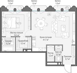 1-BD Apartment Sale, 86.1平方米 at Frunzenskaya naberezhnaya, Frunzenskaya Embankment, 30, Moscow, Russia #3