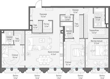 4-BD Apartment Sale, 172.6 sq. m. at Frunzenskaya naberezhnaya, Frunzenskaya Embankment, 30, Moscow, Russia #2