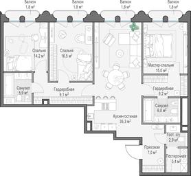 Продажа 2-комн. квартиры, 123,6 м² в ЖК «Клубный город-парк «Фрунзенская набережная»», Фрунзенская набережная, 30, Москва, Россия #3