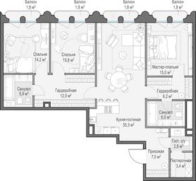 Продажа 2-комн. квартиры, 123,6 м² в ЖК «Клубный город-парк «Фрунзенская набережная»», Фрунзенская набережная, 30, Москва, Россия #2