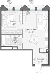 1-BD Apartment Sale, 59.2 sq. m. at Frunzenskaya naberezhnaya, Frunzenskaya Embankment, 30, Moscow, Russia #3 1-BD Apartment Sale, 59.2 sq. m. at Frunzenskaya naberezhnaya, Frunzenskaya Embankment, 30, Moscow, Russia #3