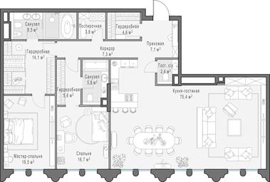 4-BD Apartment Sale, 170.1平方米 at Frunzenskaya naberezhnaya, Frunzenskaya Embankment, 30, Moscow, Russia #3