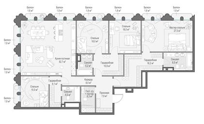 4-BD Apartment Sale, 211.7 sq. m. at Frunzenskaya naberezhnaya, Frunzenskaya Embankment, 30, Moscow, Russia #4