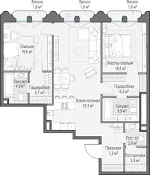 1-BD Apartment Sale, 102.3 sq. m. at Frunzenskaya naberezhnaya, Frunzenskaya Embankment, 30, Moscow, Russia #4