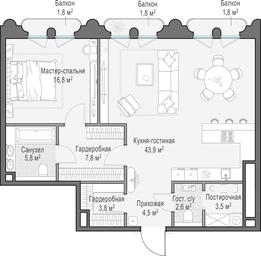 Продажа 1-комн. квартиры, 89,3 м² в ЖК «Клубный город-парк «Фрунзенская набережная»», Фрунзенская набережная, 30, Москва, Россия #3 Продажа 1-комн. квартиры, 89,3 м² в ЖК «Клубный город-парк «Фрунзенская набережная»», Фрунзенская набережная, 30, Москва, Россия #3