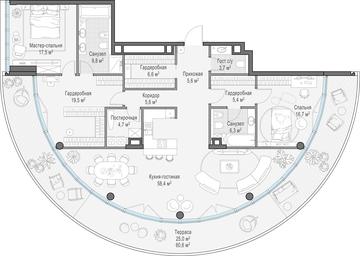 4-BD Apartment Sale, 167 sq. m. at Frunzenskaya naberezhnaya, Frunzenskaya Embankment, 30, Moscow, Russia #4