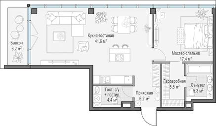 1-BD Apartment Sale, 82.4 sq. m. at Frunzenskaya naberezhnaya, Frunzenskaya Embankment, 30, Moscow, Russia #3