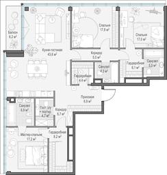 4-BD Apartment Sale, 156.7 sq. m. at Frunzenskaya naberezhnaya, Frunzenskaya Embankment, 30, Moscow, Russia #3
