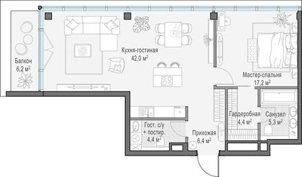 1-BD Apartment Sale, 81.8 sq. m. at Frunzenskaya naberezhnaya, Frunzenskaya Embankment, 30, Moscow, Russia #3