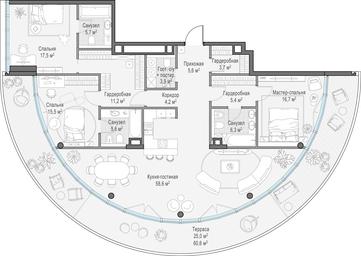 4-BD Apartment Sale, 167.4 sq. m. at Frunzenskaya naberezhnaya, Frunzenskaya Embankment, 30, Moscow, Russia #2 4-BD Apartment Sale, 167.4 sq. m. at Frunzenskaya naberezhnaya, Frunzenskaya Embankment, 30, Moscow, Russia #2