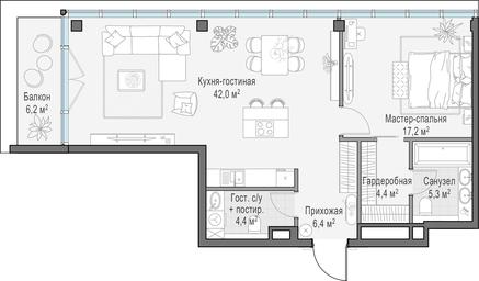 Продажа 1-комн. квартиры, 81,8 м² в ЖК «Клубный город-парк «Фрунзенская набережная»», Фрунзенская набережная, 30, Москва, Россия #3 Продажа 1-комн. квартиры, 81,8 м² в ЖК «Клубный город-парк «Фрунзенская набережная»», Фрунзенская набережная, 30, Москва, Россия #3