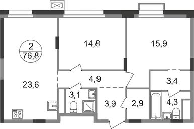 2-BD Apartment Sale, 76.8平方米 at Rezidentsii Skolkovo, Kashtanovaya ulitsa, 1, rabochiy posyolok Zarechye, Odintsovskiy City District, Moscow Region, Russia #2 2-BD Apartment Sale, 76.8平方米 at Rezidentsii Skolkovo, Kashtanovaya ulitsa, 1, rabochiy posyolok Zarechye, Odintsovskiy City District, Moscow Region, Russia #2