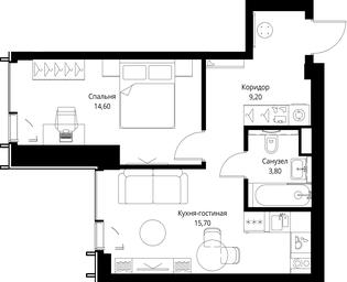 1-BD Apartment Sale, 43.3 sq. m. at VEER, Vereyskaya Street, Moscow, Russia #3 1-BD Apartment Sale, 43.3 sq. m. at VEER, Vereyskaya Street, Moscow, Russia #3