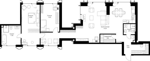 2-BD Apartment Sale, 130.6 sq. m. at VEER, Vereyskaya Street, Moscow, Russia #3 2-BD Apartment Sale, 130.6 sq. m. at VEER, Vereyskaya Street, Moscow, Russia #3