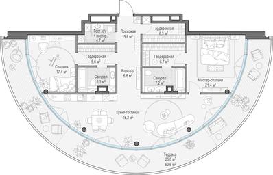 3-BD Apartment Sale, 143.8 sq. m. at Frunzenskaya naberezhnaya, Frunzenskaya Embankment, 30, Moscow, Russia #4