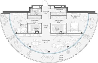 3-BD Apartment Sale, 143.8 sq. m. at Frunzenskaya naberezhnaya, Frunzenskaya Embankment, 30, Moscow, Russia #2