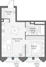1-BD Apartment Sale, 58.6平方米 at Frunzenskaya naberezhnaya, Frunzenskaya Embankment, 30, Moscow, Russia #4