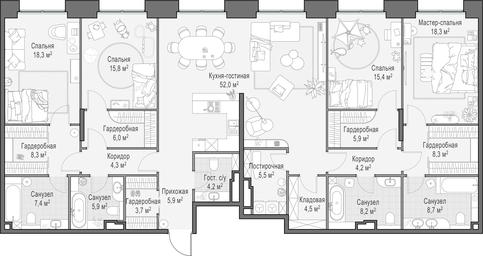 3-BD Apartment Sale, 212.4 sq. m. at Life Time, Sergeya Makeyeva Street, вл11/9с1-10, Moscow, Russia #3