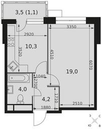 1-BD Apartment Sale, 38.5平方米 at Datskiy Kvartal, Datskiy Kvartal Residential Complex, posyolok Nagornoye, Mytishi Urban District, Moscow Region, Russia #4