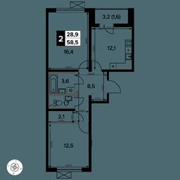 2-BD Apartment Sale, 58.8 sq. m. at Yzhnaya Bitsa, Yuzhnaya Bitsa Residential Complex, posyolok Bittsa, Leninskiy City District, Moscow Region, Russia #2
