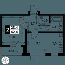 2-BD Apartment Sale, 42.4 sq. m. at Pervy Yuzhny, zhiloy kompleks Pervy Yuzhny, Leninskiy City District, Moscow Region, Russia #4