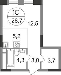 Apartment Sale, 28.7 sq. m. at Peredelkino Blizhnee, Korneya Chukovskogo Street, 1, Vnukovskoye Settlement, Moscow, Russia #2