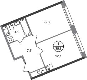 Apartment Sale, 35.8 sq. m. at Peredelkino Blizhnee, Korneya Chukovskogo Street, 1, Vnukovskoye Settlement, Moscow, Russia #2